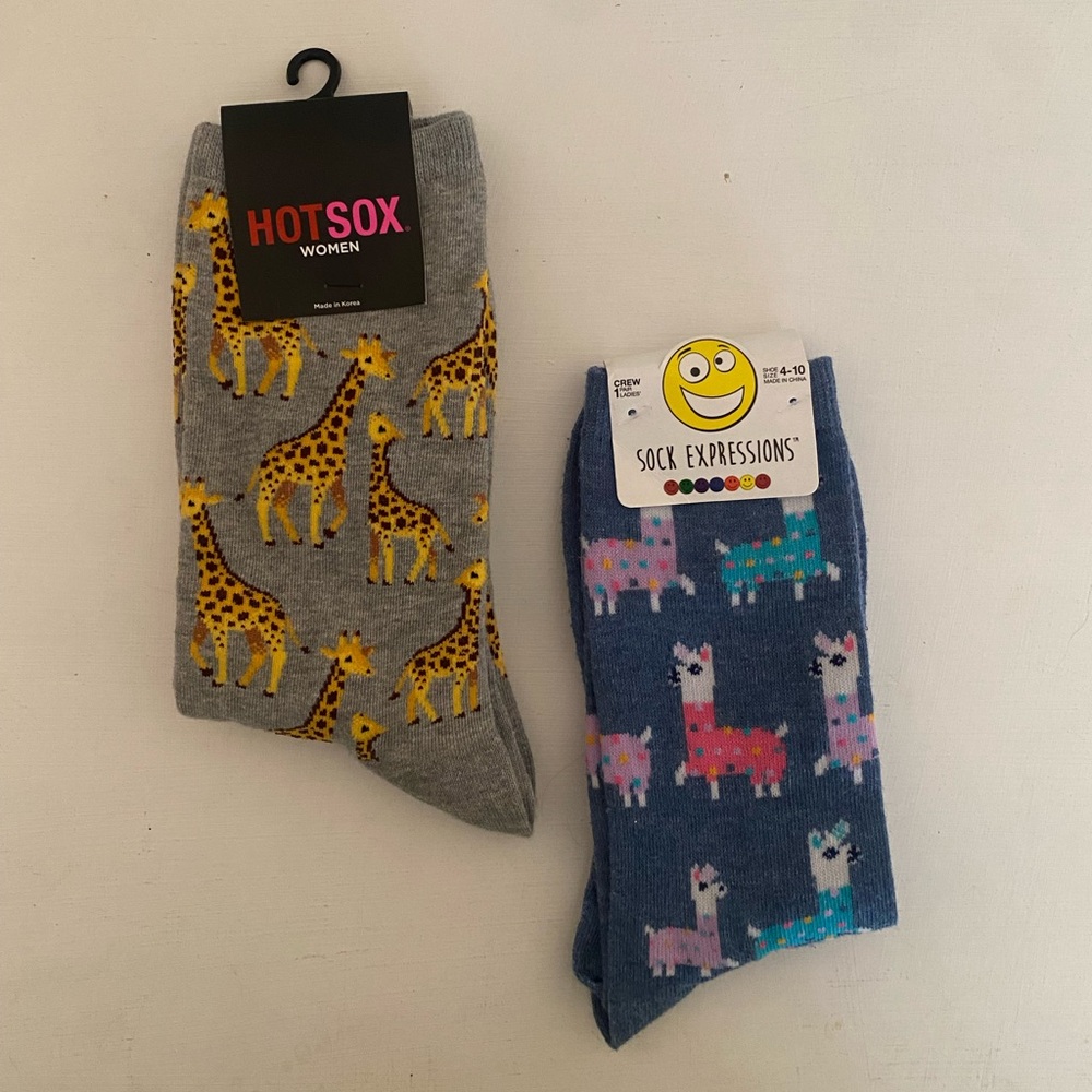 2-Pack Graphic Socks - Giraffes & Llamas
